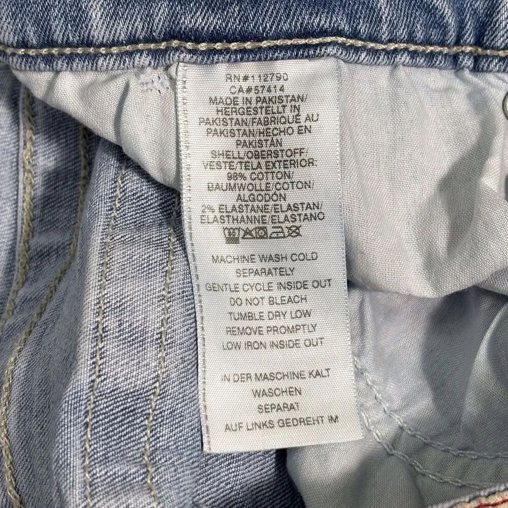 True Religion Jeans Mens 29x34 Rocco Relaxed Skinny Light Wash Blue Denim